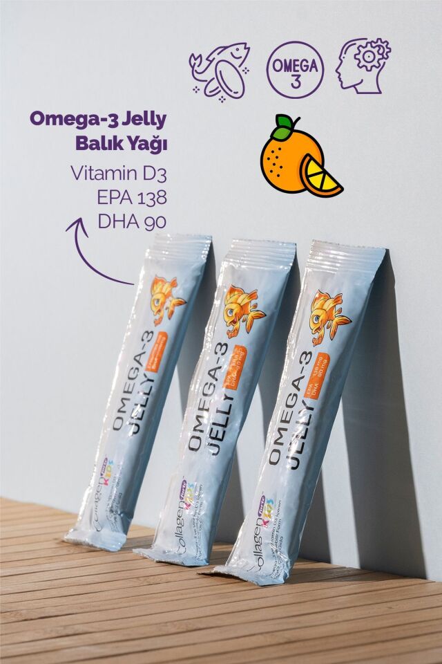 Omega-3 Kids & D3 Jel Balık Yağı, 30 Şase Portakal