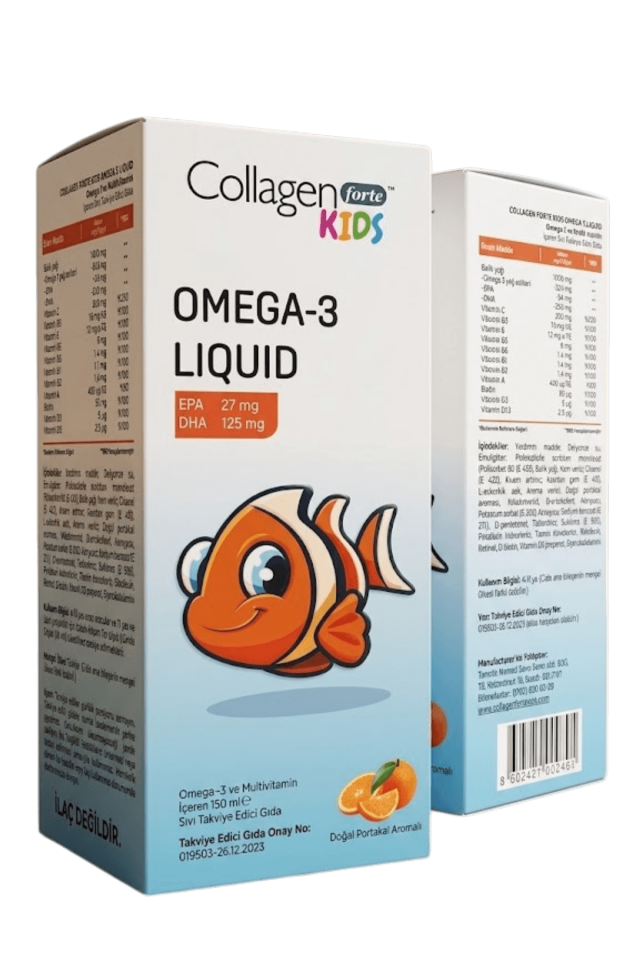 Omega-3 Kids & Multivitamin Sıvı Balık Yağı, 150 ml Portakal