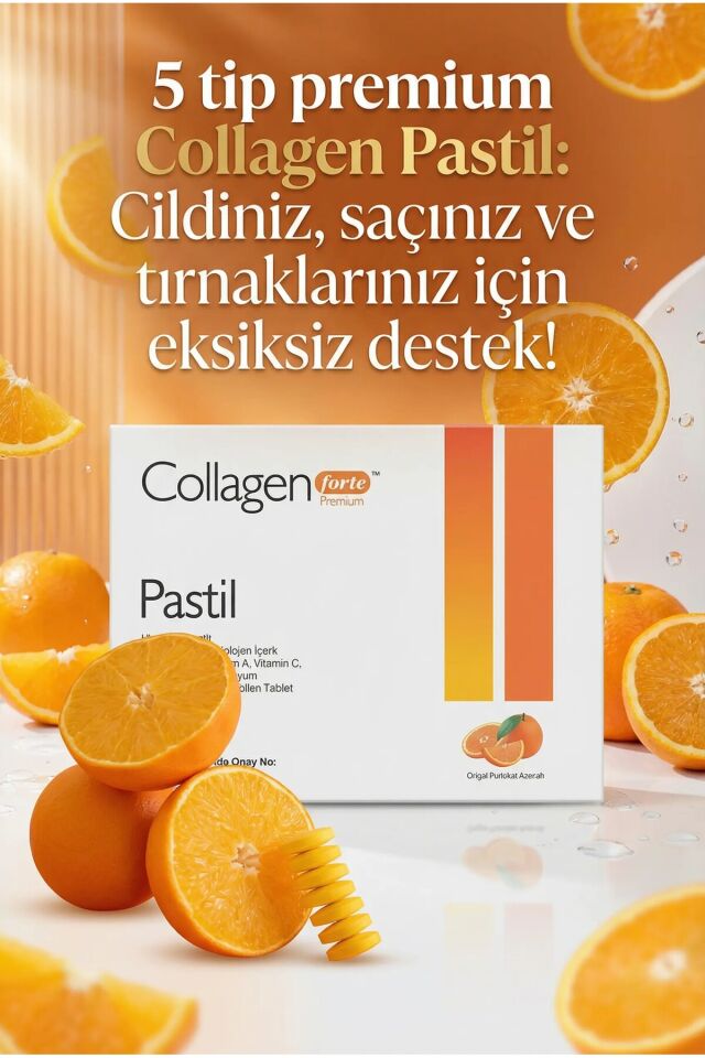 5 Tip Kolajen Pastil 2000 mg, 30 Pastil Portakal
