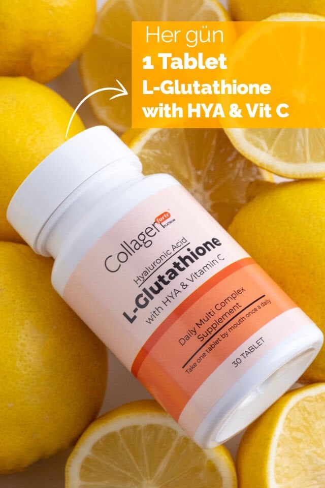 CollagenForte Glutatyon 500 mg L-Glutathione, Hyalüronik Asit & C Vitamini – Antioksidan Cilt ve Hücre Destek Kompleksi