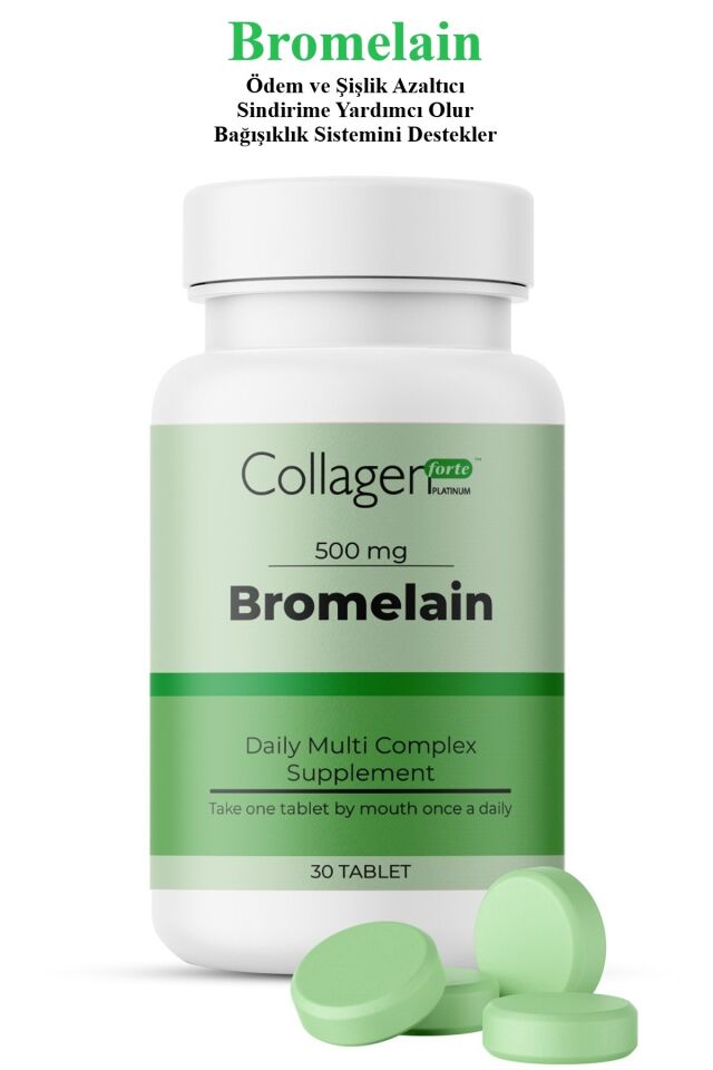 Bromelain 500 mg Takviye Edici Gıda 30 Tablet – Sindirim & Ödem Desteği