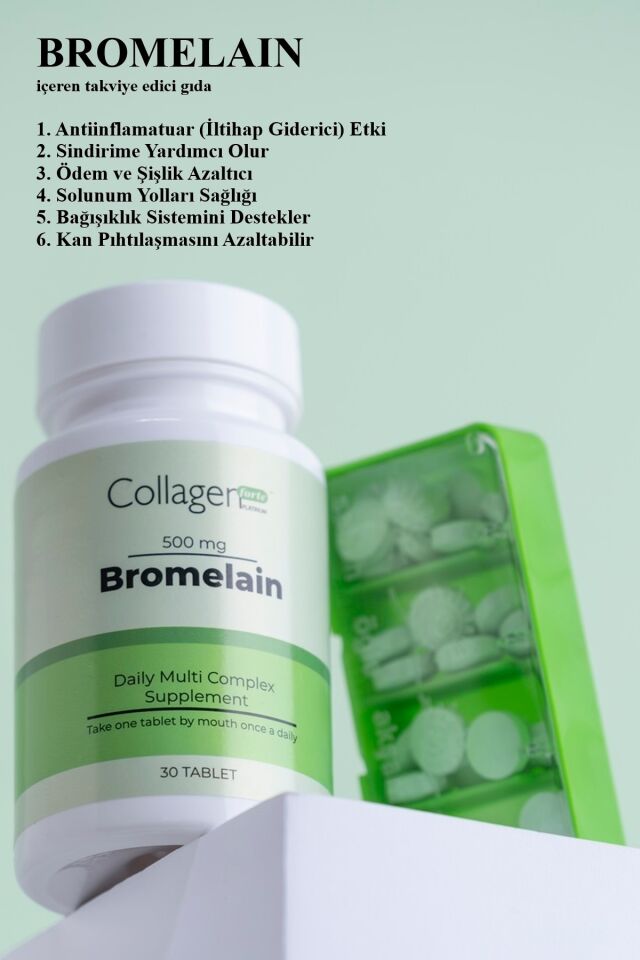 Bromelain 500 mg Takviye Edici Gıda 30 Tablet – Sindirim & Ödem Desteği