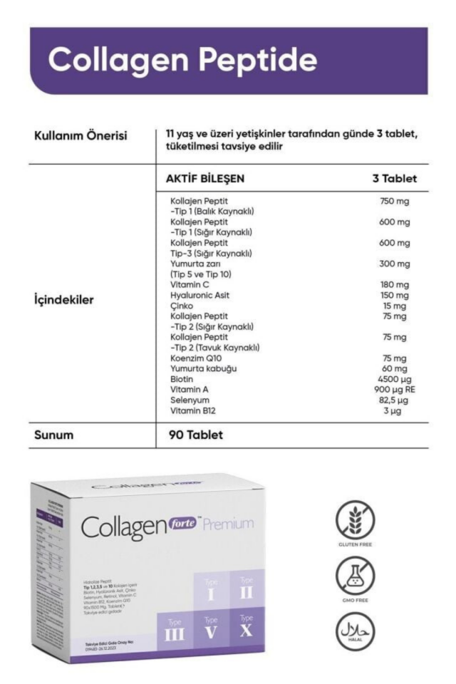 5 Tip Kolajen + Q10 Complex 1500 mg, 90 Tablet