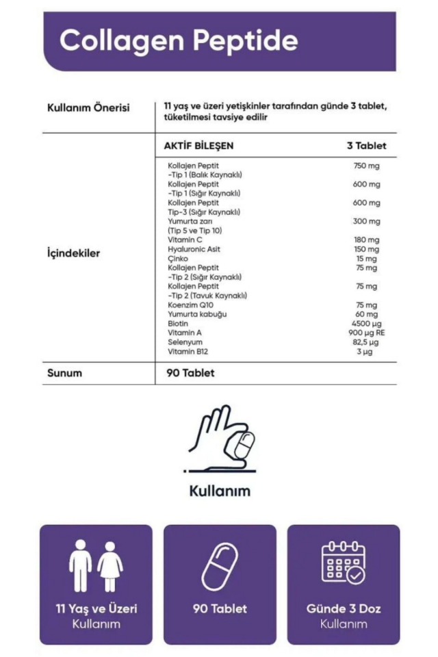 5 Tip Kolajen + Q10 Complex 1500 mg, 90 Tablet