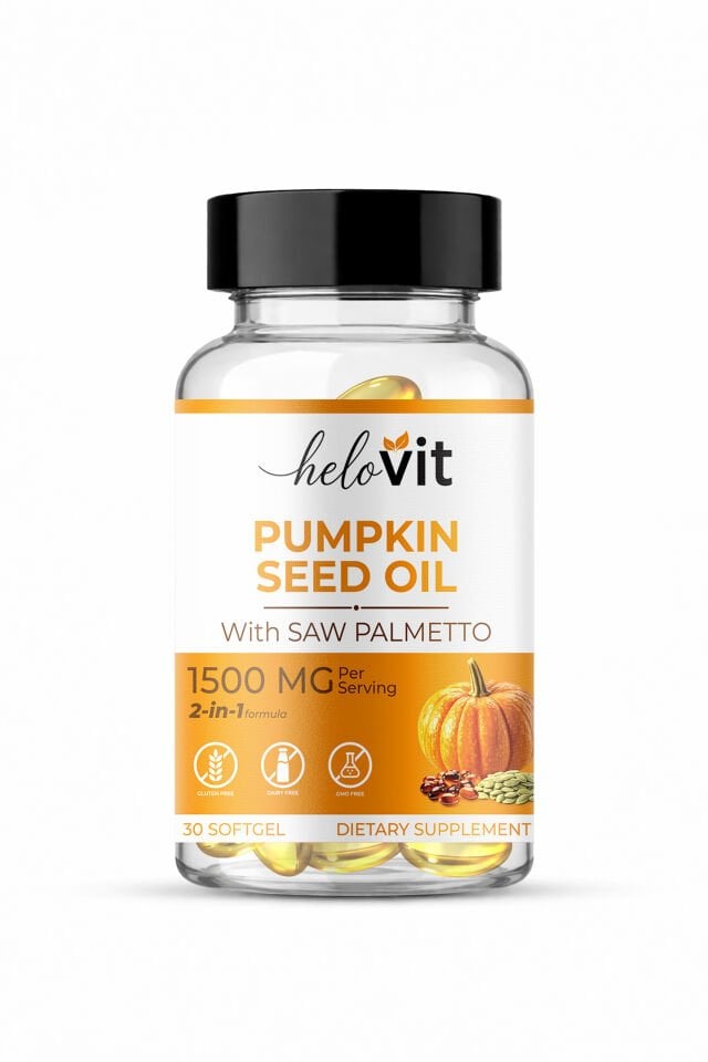 Helovit Pumpkin Seed Oil With Saw Palmetto 1500 mg 30 Softgel | Bal Kabağı Çekirdeği Yağı ve Cüce Palmiye Ekstresi