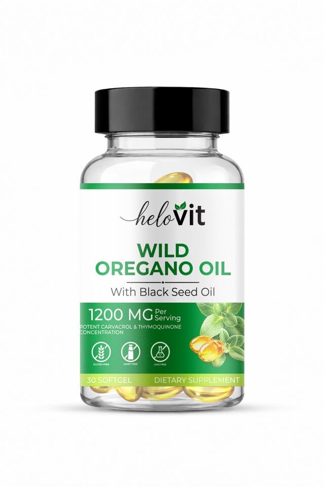 Helovit Wild Oregano Oil with Black Seed Oil 1200 mg 30 Softgel | Kekik Yağı ve Çörekotu Yağı